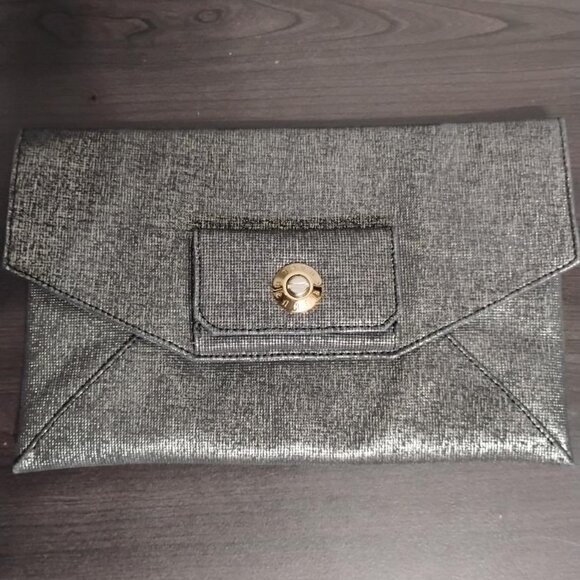 Henri Bendel Black/Silver Shimmer Clutch - Picture 1 of 11